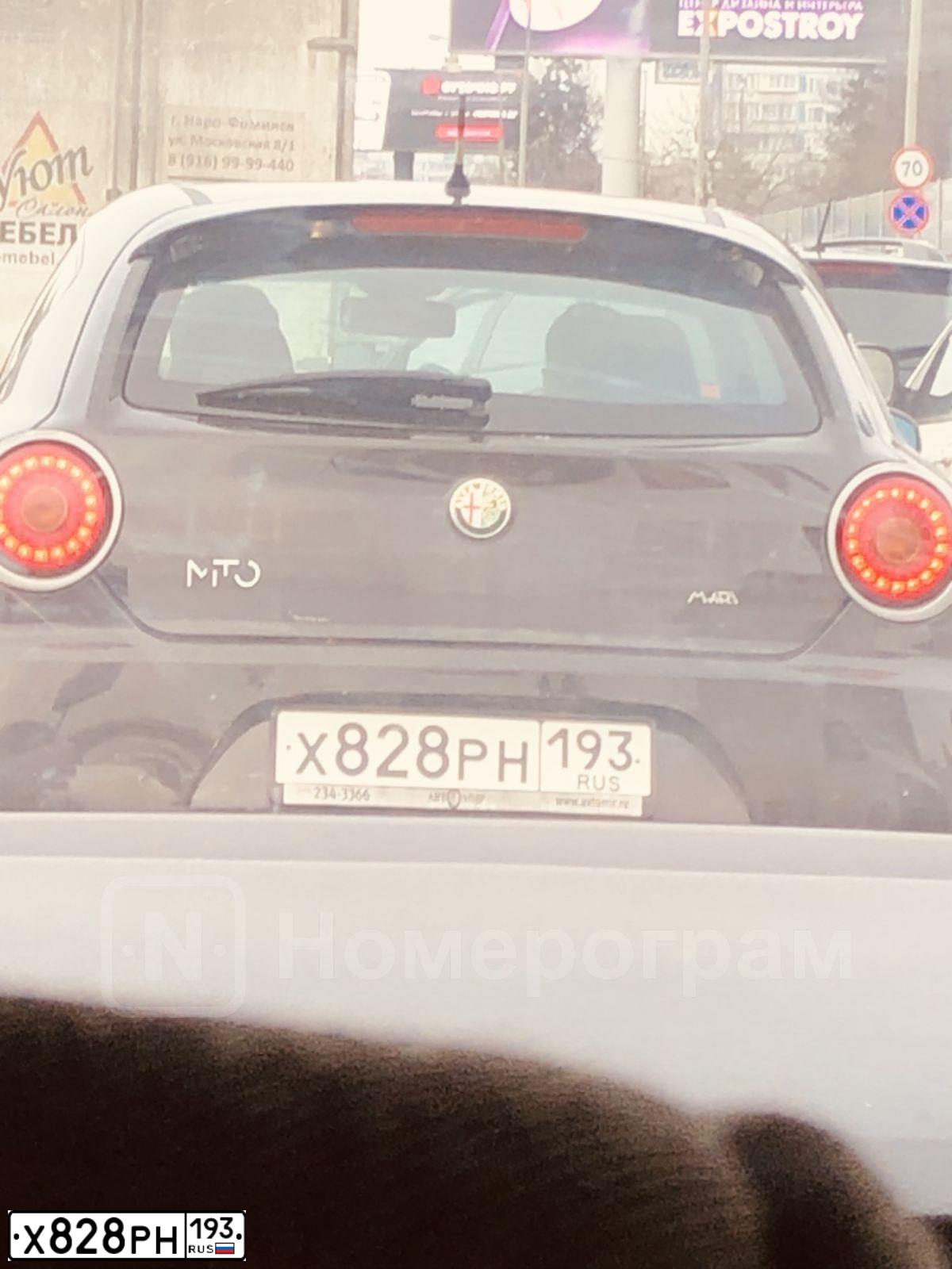 Фото автомобиля ALFAROMEO ALFA MITO, 2010 — госномер Х828РН193. Цвет: ЧЕРНЫЙ