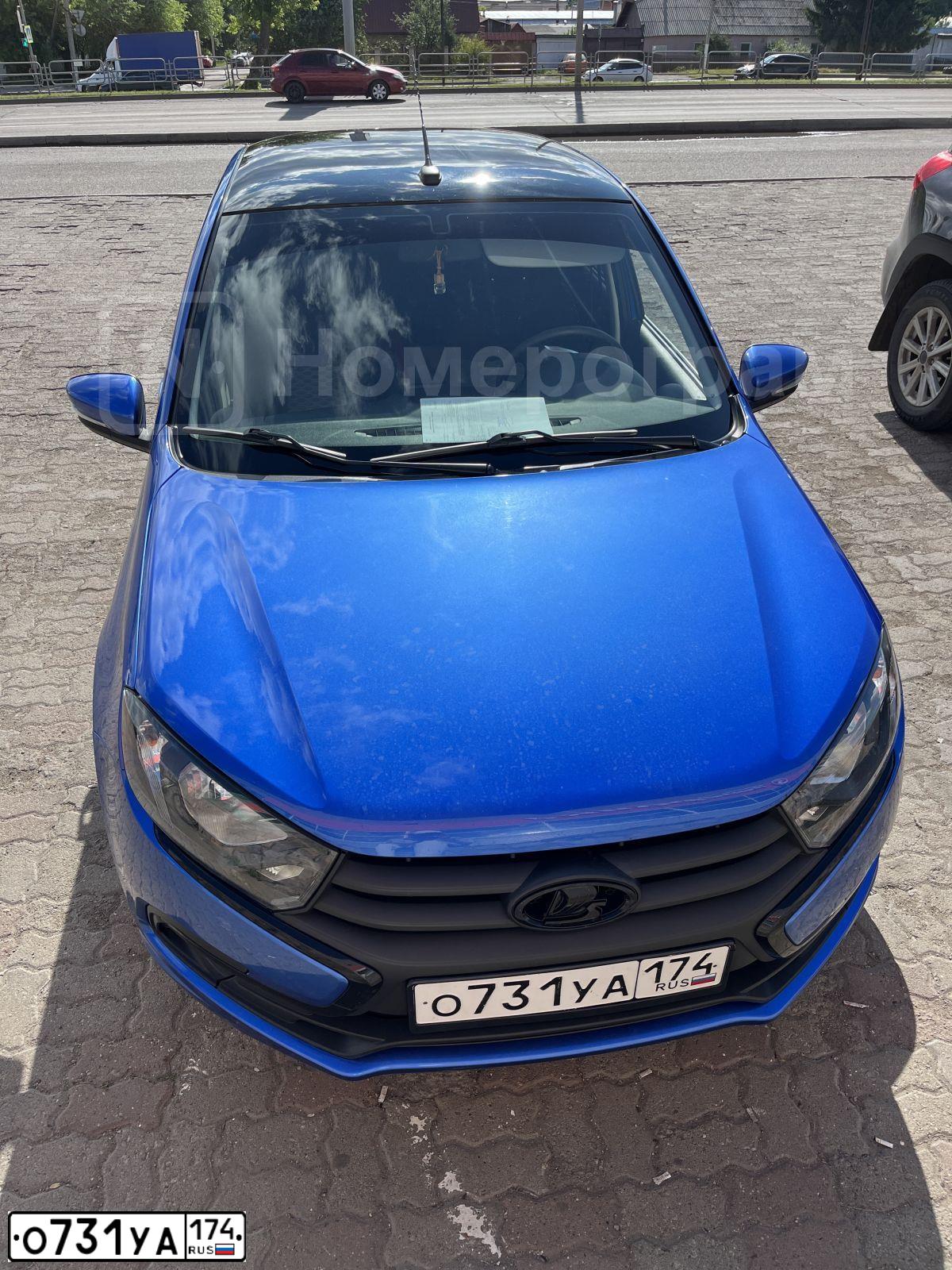 Фото автомобиля LADA 2191 GRANTA, 2019 — госномер О731УА174. Цвет: ЯРКО-СИНИЙ