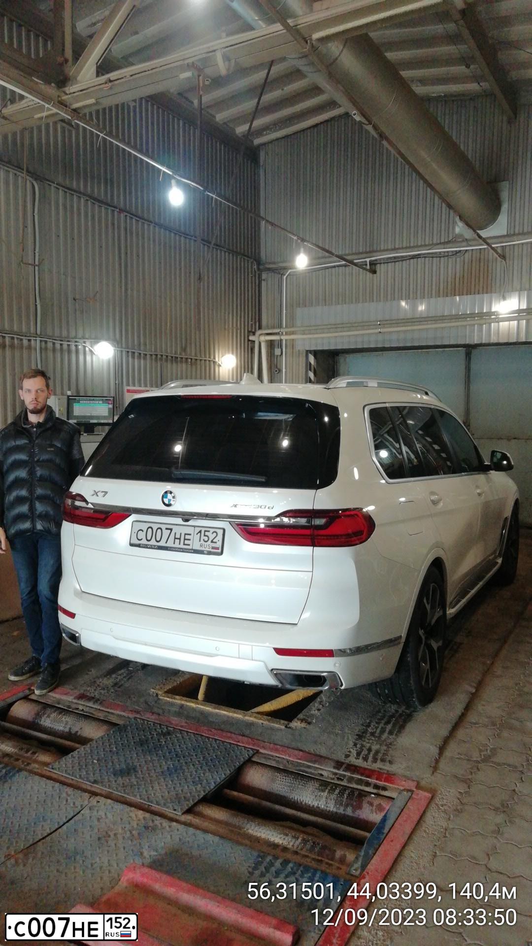 Фото автомобиля BMW X7, 2019 — госномер С007НЕ152. Цвет: Белый