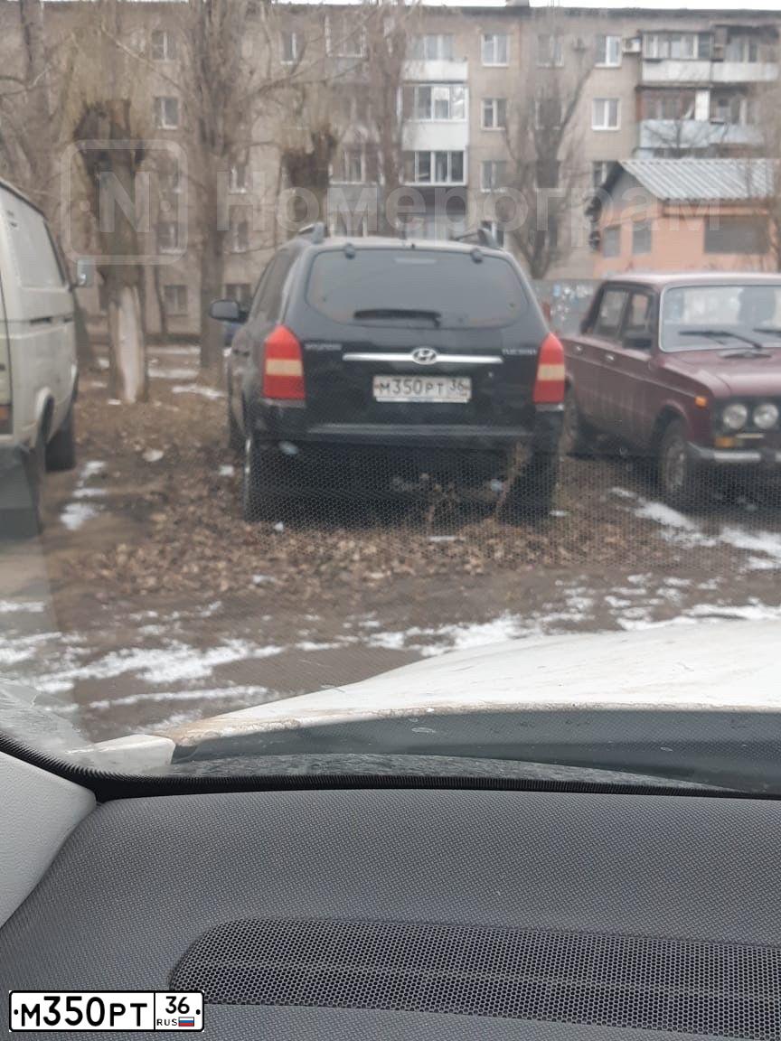 Фото автомобиля HYUNDAI TUCSON, 2006 — госномер М350РТ36. Цвет: ЧЕРНЫЙ