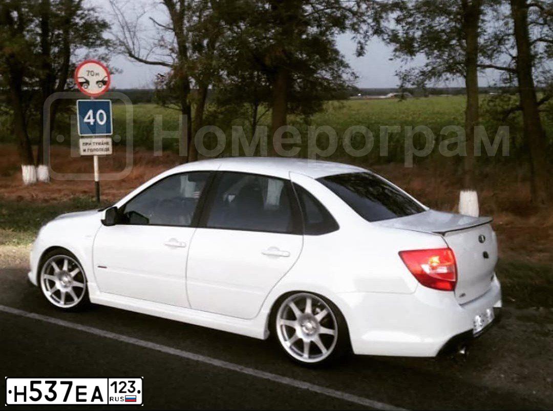 Фото автомобиля LADA GRANTA, 2014 — госномер К386УА193. Цвет: Белый