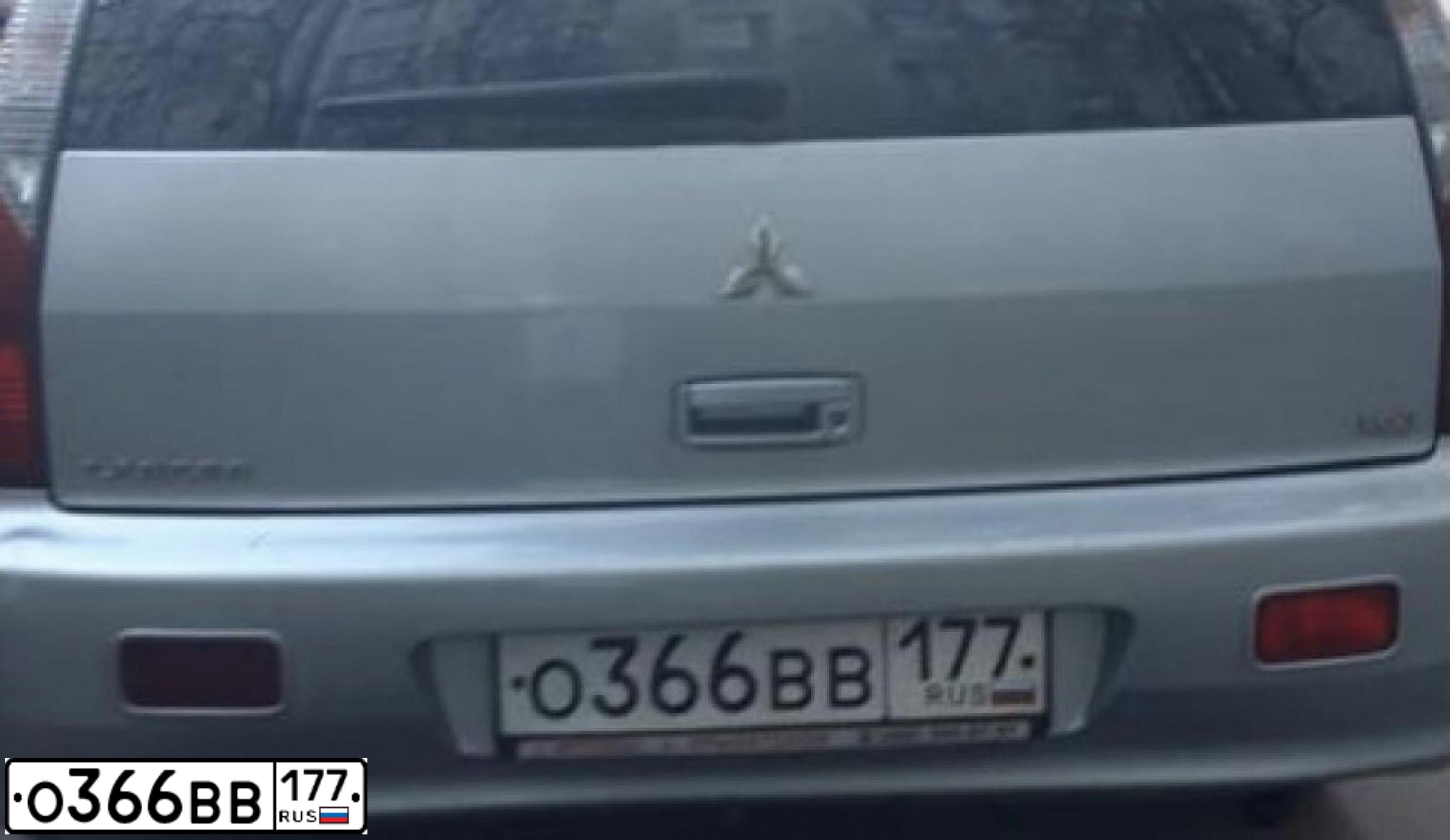 Фото автомобиля MITSUBISHI LANCER, 2005 — госномер О366ВВ177. Цвет: СВЕТЛО-СЕРЫЙ