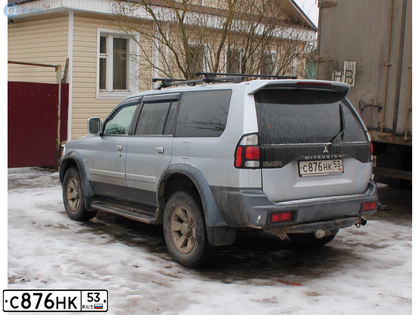 Фото автомобиля MITSUBISHI PAJERO SPORT, 2005 — госномер С876НК53. Цвет: СЕРЕБРИСТЫЙ