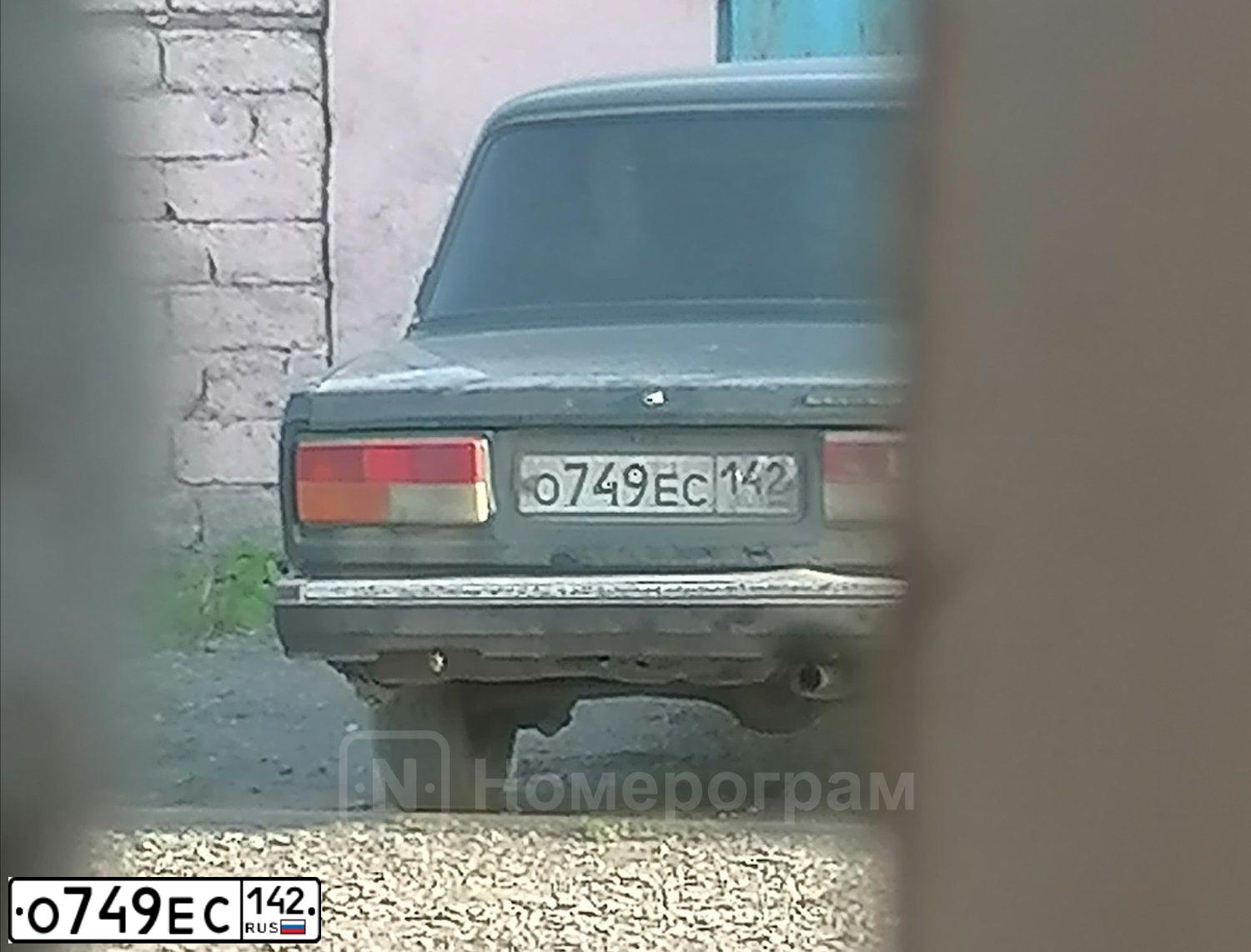 Фото автомобиля LADA 2107, 2003 — госномер О749ЕС142. Цвет: Сине-зеленый