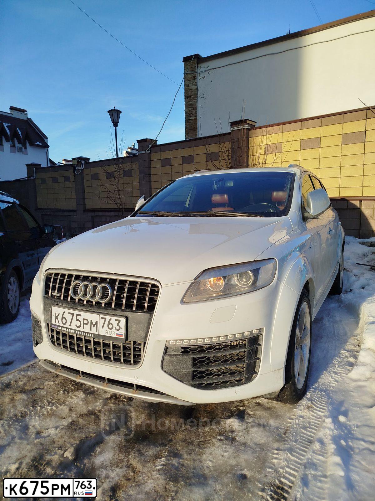 Фото автомобиля AUDI Q7, 2009 — госномер К675РМ763. Цвет: СЕРЫЙ СВЕТЛЫЙ