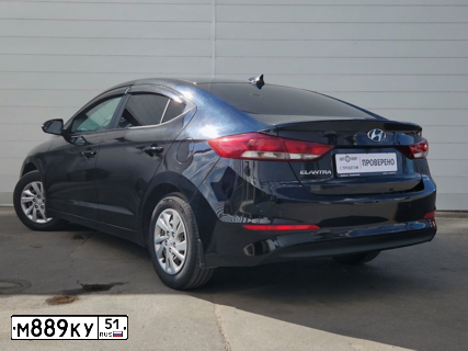 Фото автомобиля HYUNDAI ELANTRA, 2018 — госномер М889КУ51. Цвет: ЧЕРНЫЙ