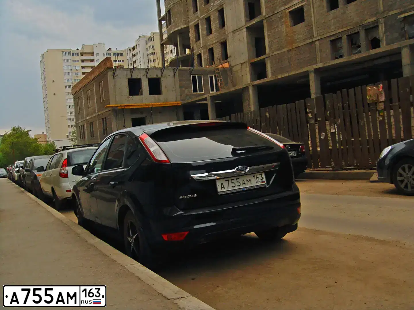 Фото автомобиля FORD FOCUS, 2009 — госномер А755АМ163. Цвет: ЧЕРНЫЙ