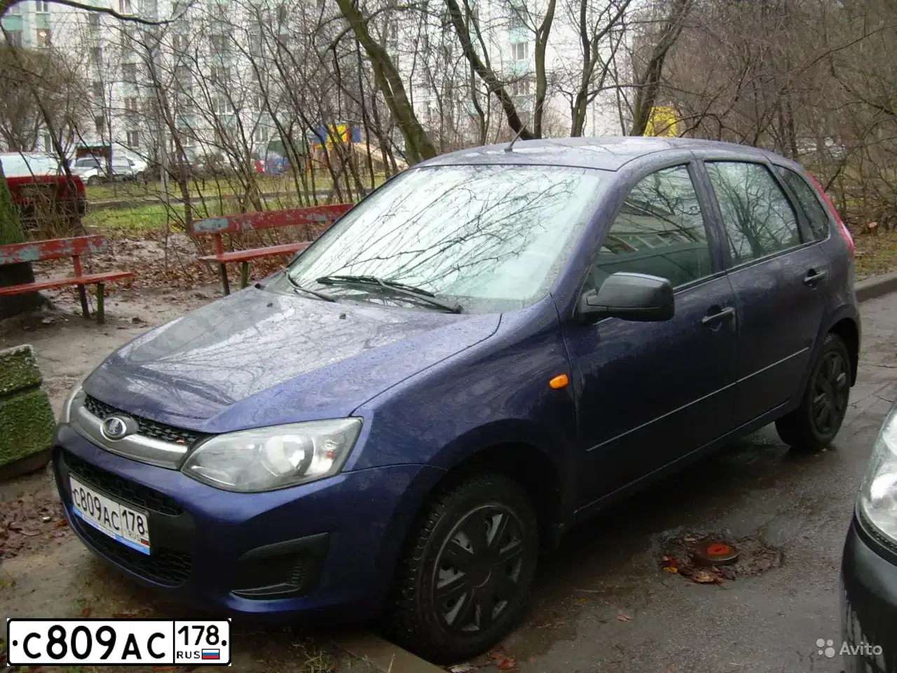 Фото автомобиля LADA 2192 KALINA, 2013 — госномер О760ТУ60. Цвет: синий