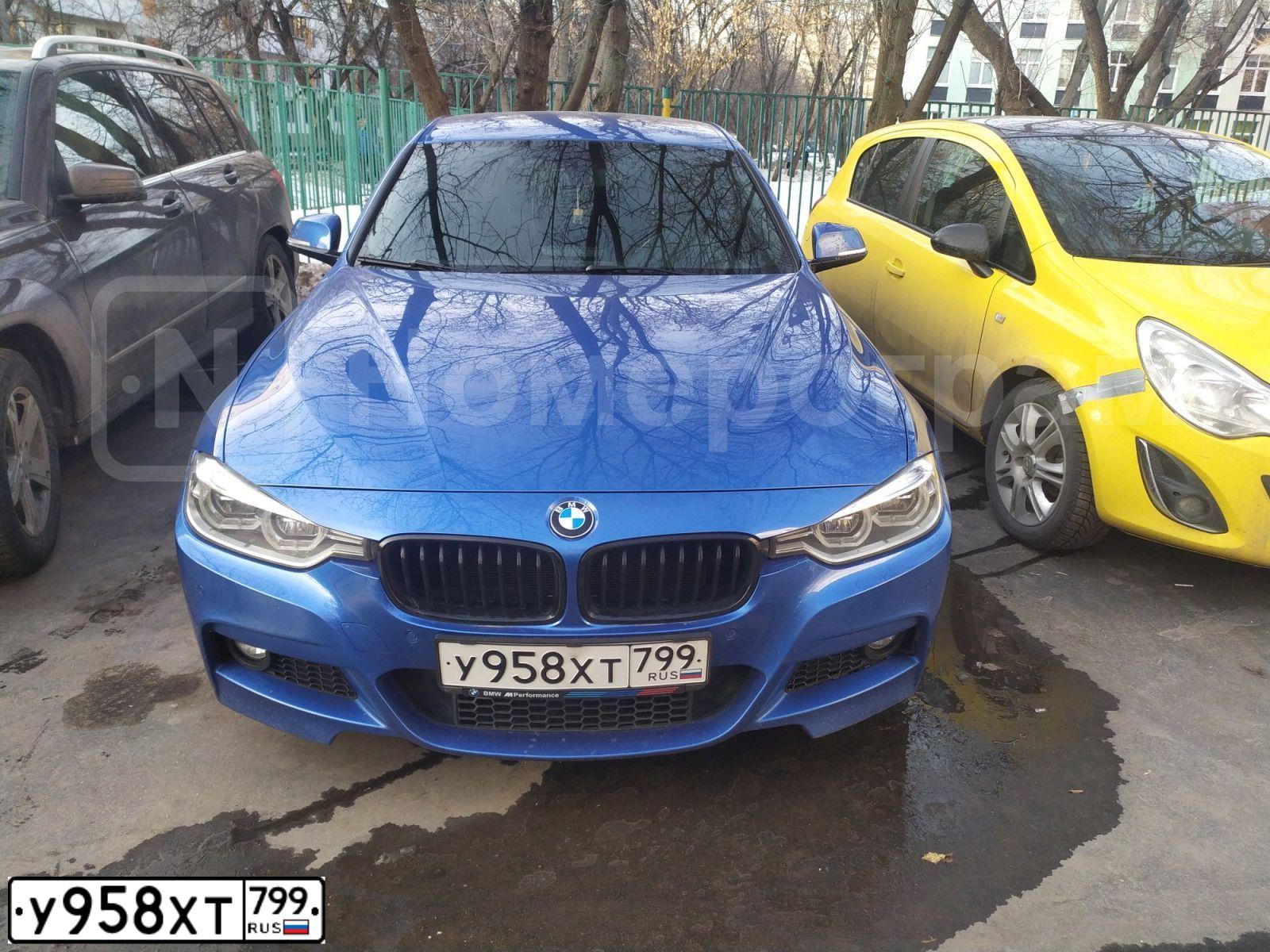 Фото автомобиля BMW SERIE 3, 2016 — госномер У958ХТ799. Цвет: синий