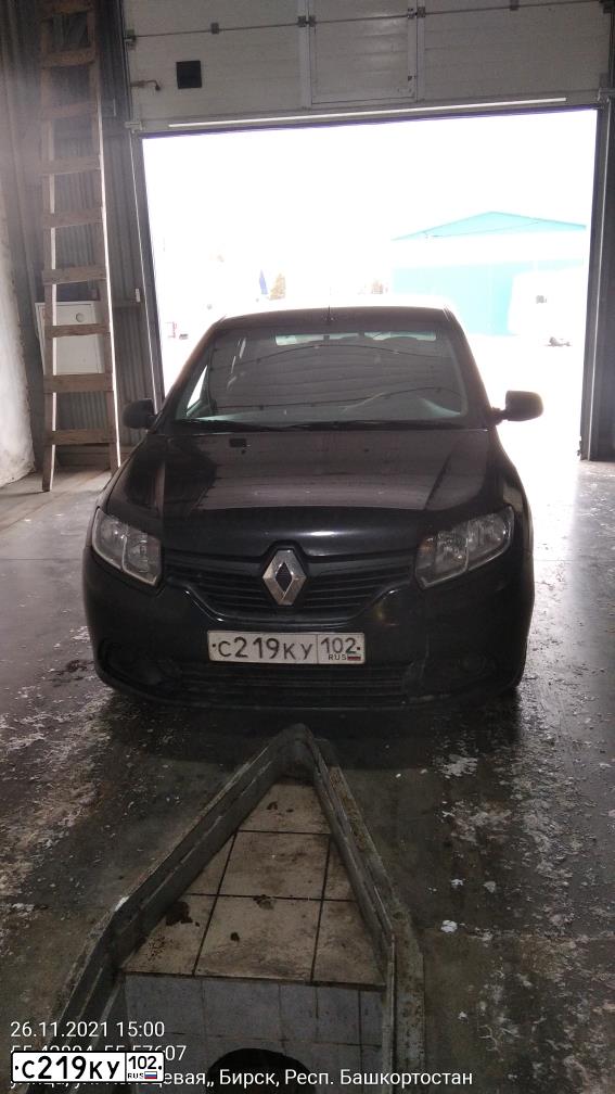 Фото автомобиля RENAULT LOGAN, 2015 — госномер С219КУ102. Цвет: ЧЕРНЫЙ