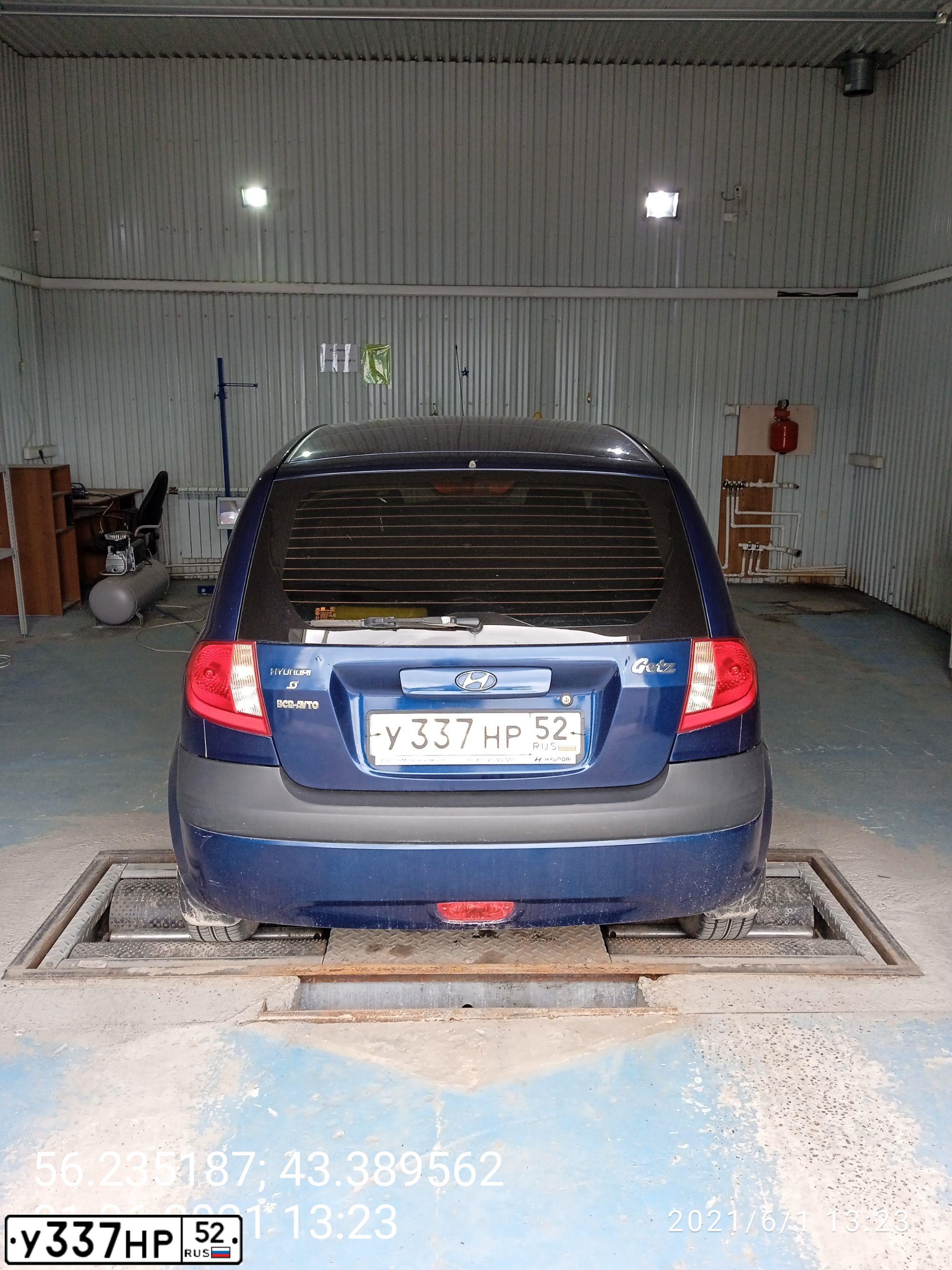 Фото автомобиля HYUNDAI GETZ, 2007 — госномер У432ЕА152. Цвет: синий