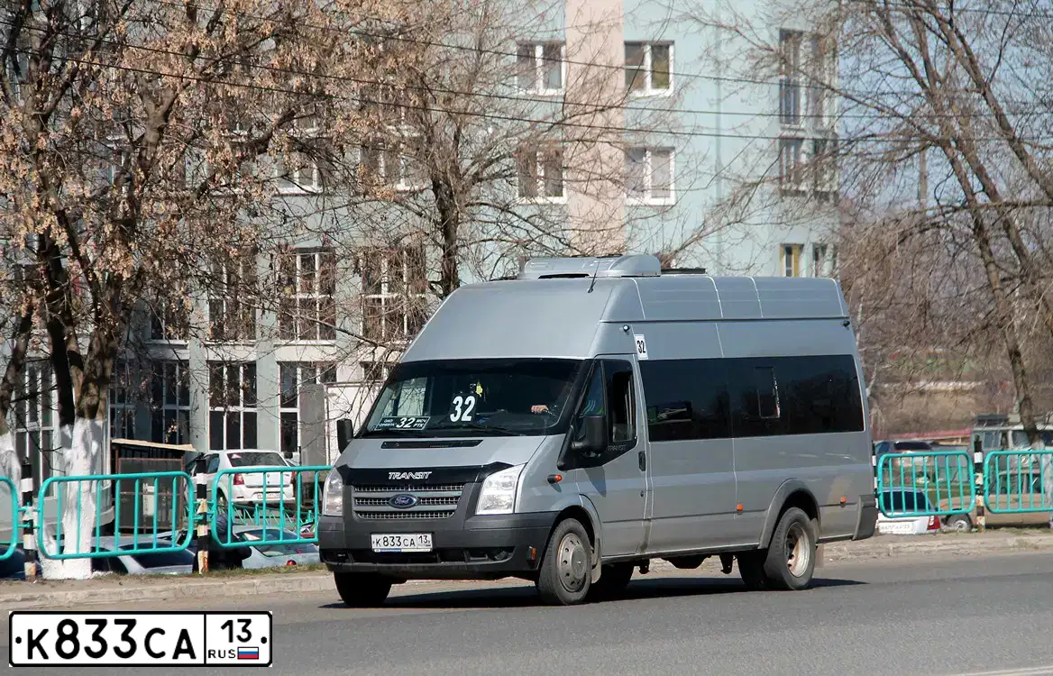 Фото автомобиля FORD TRANSIT, 2014 — госномер К833СА13. Цвет: СЕРЕБРИСТЫЙ