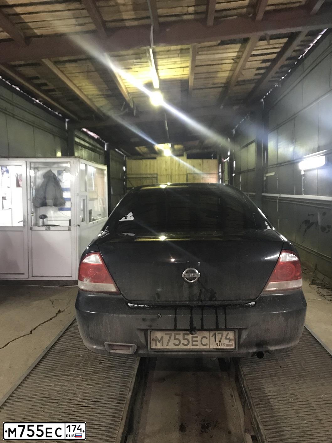 Фото автомобиля NISSAN ALMERA, 2008 — госномер М755ЕС174. Цвет: ЧЕРНЫЙ