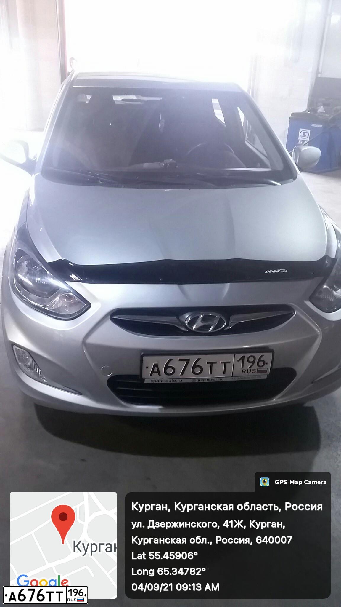 Фото автомобиля HYUNDAI SOLARIS, 2012 — госномер Н061МТ45. Цвет: Серебристый