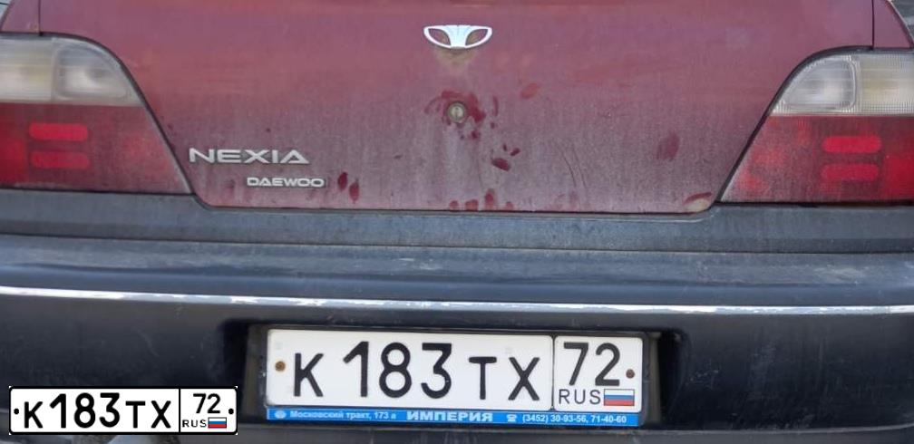 Фото автомобиля DAEWOO NEXIA, 2000 — госномер К183ТХ72. Цвет: ТЕМНО-КРАСНЫЙ