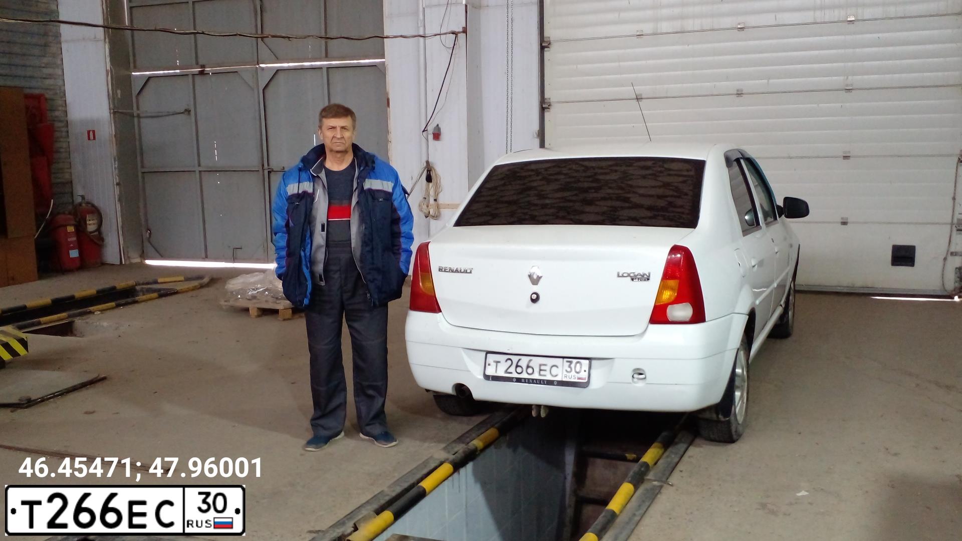 Фото автомобиля RENAULT LOGAN, 2008 — госномер Т266ЕС30. Цвет: Белый