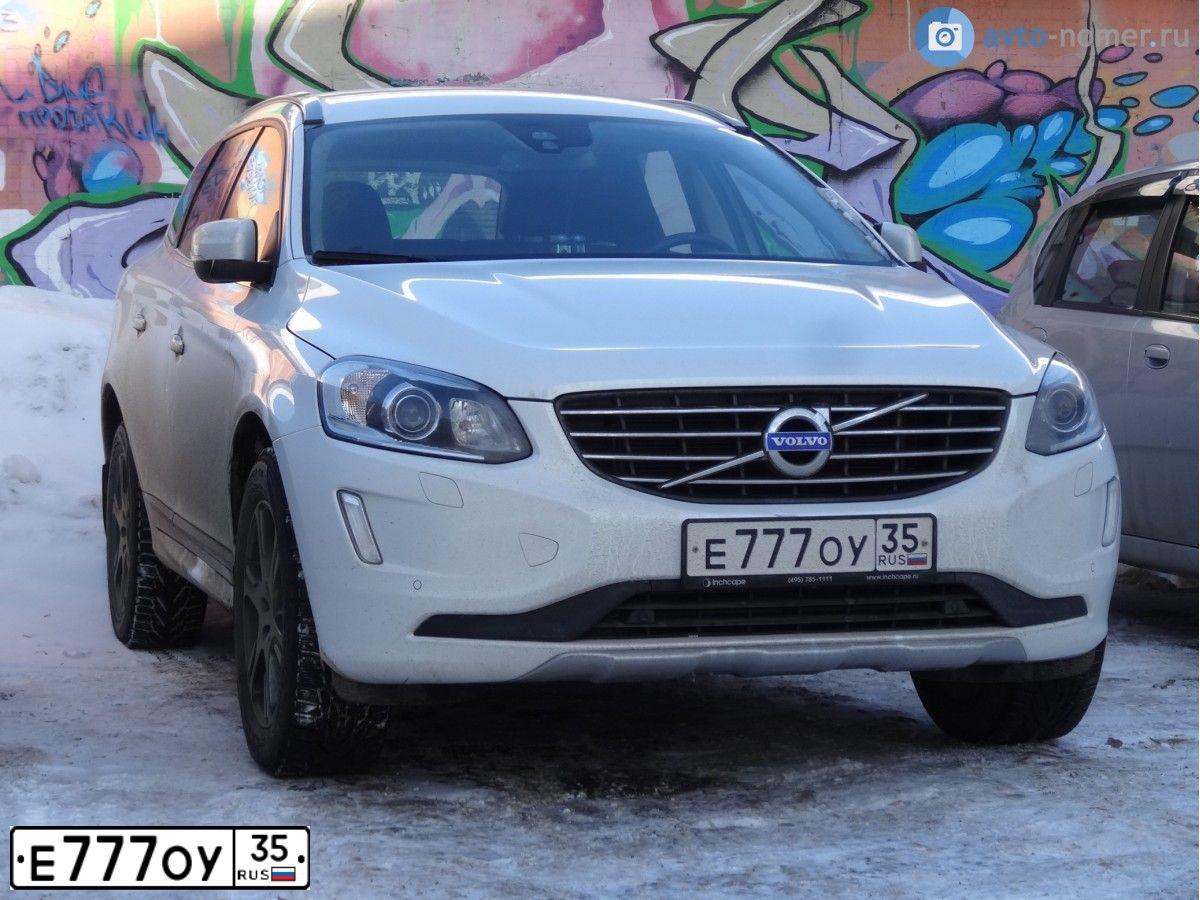 Фото автомобиля VOLVO XC60, 2014 — госномер Е777ОУ35. Цвет: БЕЛЫЙ