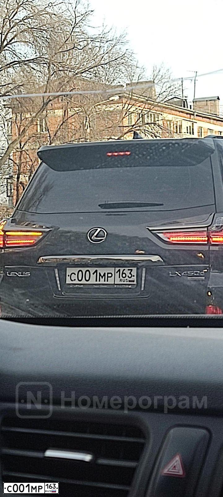 Фото автомобиля LEXUS LX, 2019 — госномер С001МР163. Цвет: ЧЕРНЫЙ