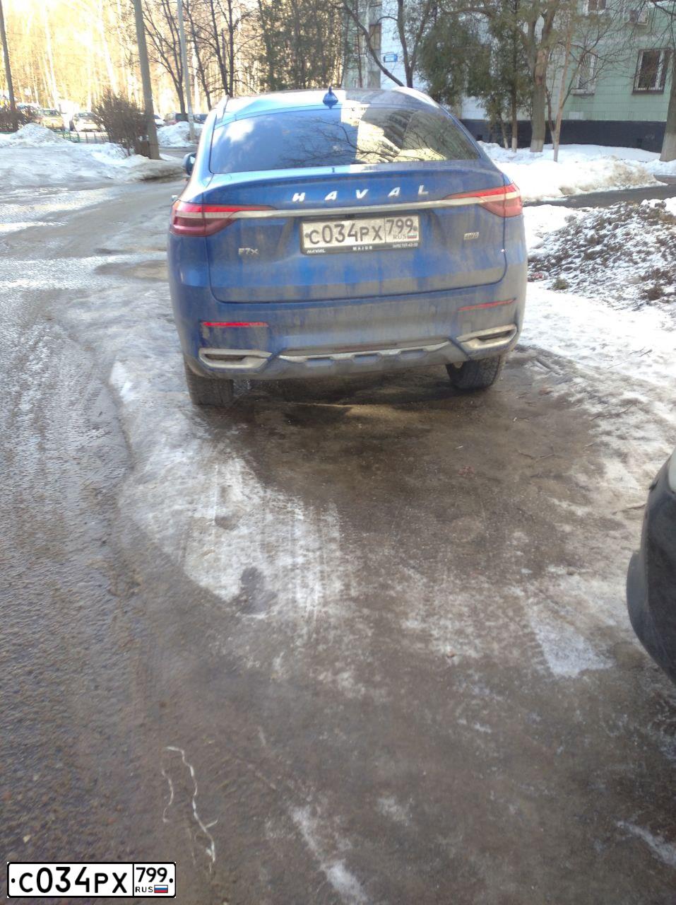 Фото автомобиля HAVAL F7X, 2020 — госномер С034РХ799. Цвет: синий
