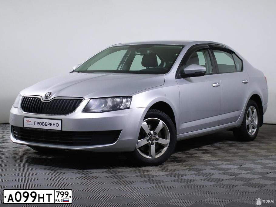 Фото автомобиля SKODA OCTAVIA, 2016 — госномер А099НТ799. Цвет: Серебристый