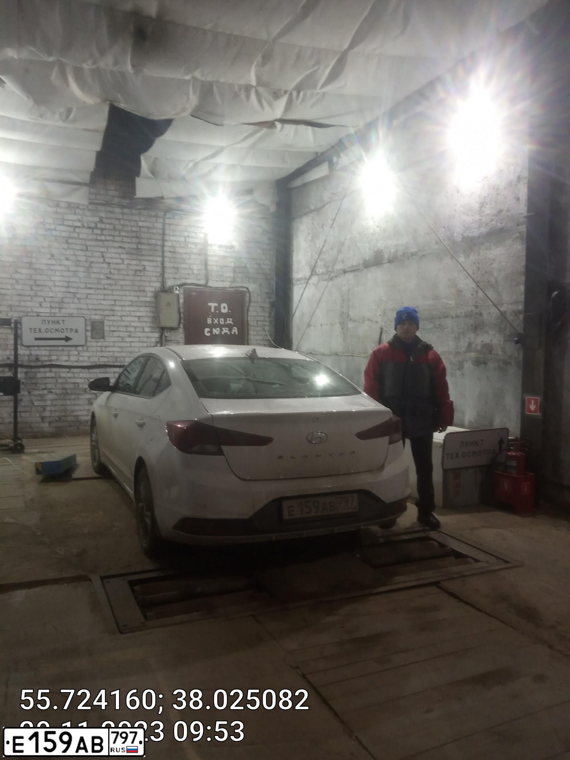 Фото автомобиля HYUNDAI ELANTRA, 2020 — госномер Е159АВ797. Цвет: Белый