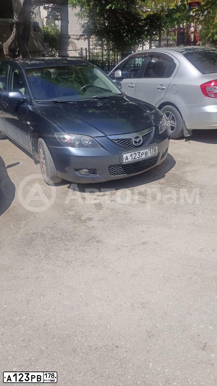 Фото автомобиля MAZDA 3, 2008 — госномер А123РВ178. Цвет: СЕРЫЙ