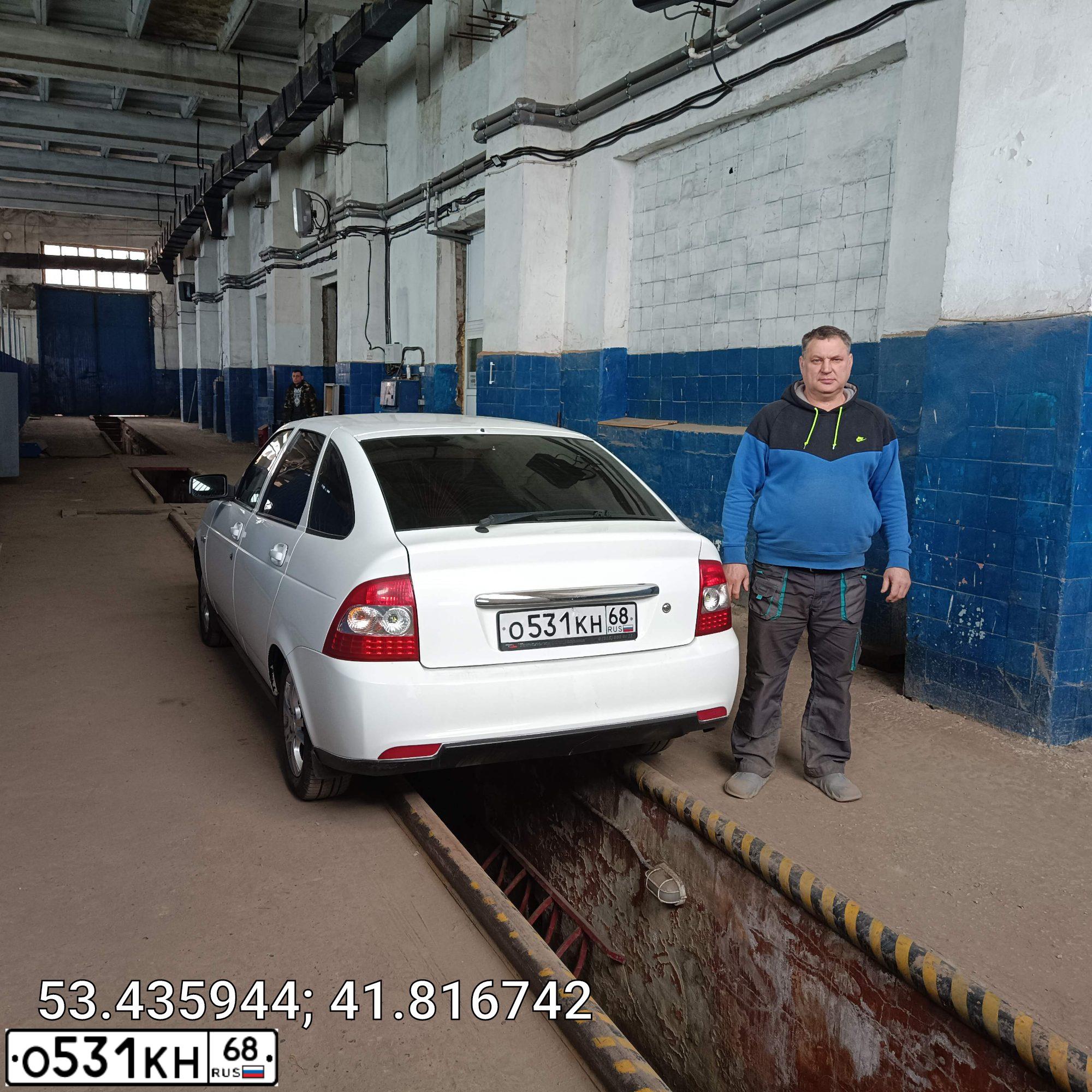 Фото автомобиля LADA 2172 PRIORA, 2010 — госномер О531КН68. Цвет: Белый