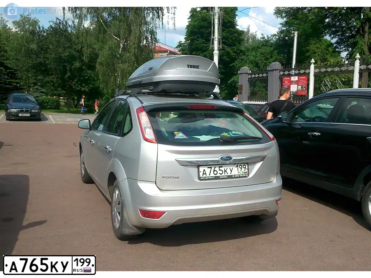 Фото автомобиля FORD FOCUS, 2008 — госномер А765КУ199. Цвет: СЕРЕБРИСТЫЙ