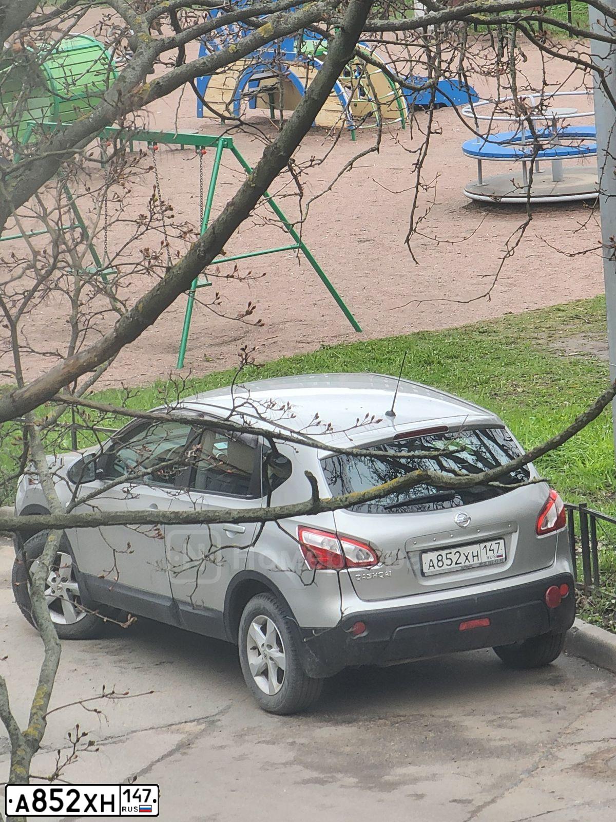 Фото автомобиля NISSAN QASHQAI, 2011 — госномер А852ХН147. Цвет: СЕРЕБРИСТЫЙ