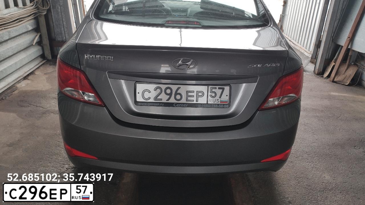 Фото автомобиля HYUNDAI SOLARIS, 2014 — госномер С296ЕР57. Цвет: СЕРЫЙ ТЕМНЫЙ