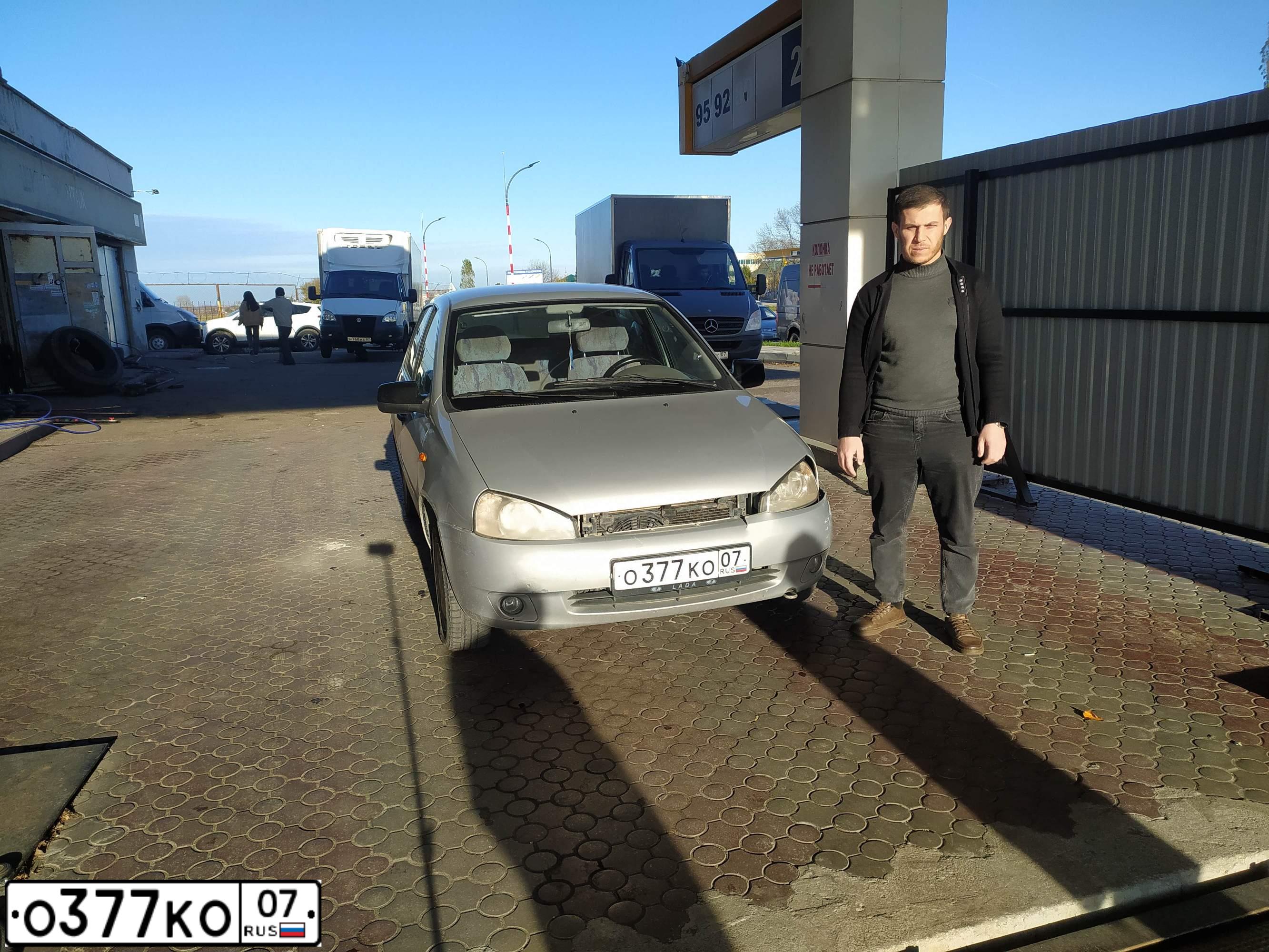 Фото автомобиля LADA 1118 KALINA, 2009 — госномер О377КО07. Цвет: Серебристый
