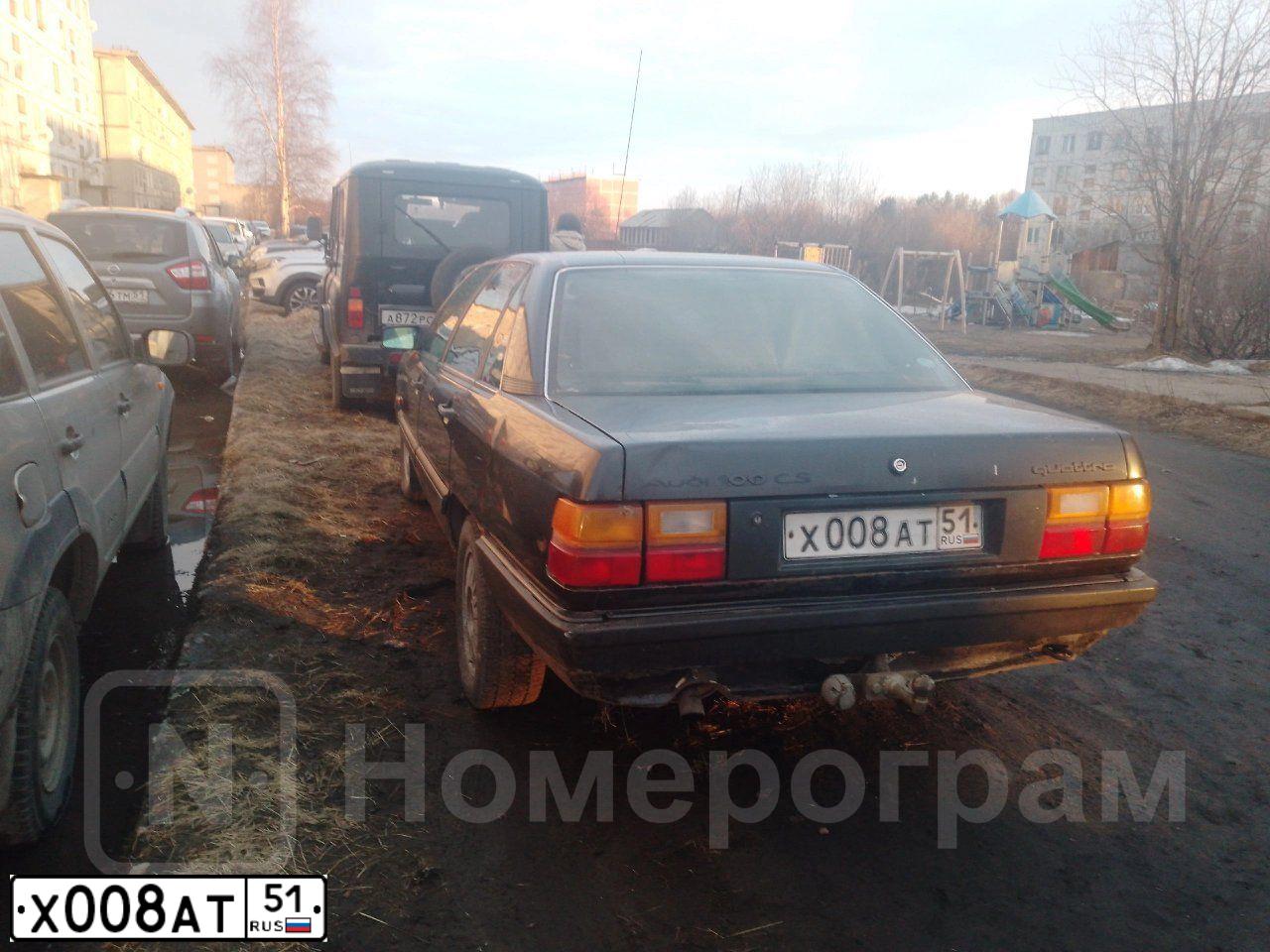 Фото автомобиля AUDI 100, 1987 — госномер Х008АТ51. Цвет: ЧЕРНЫЙ