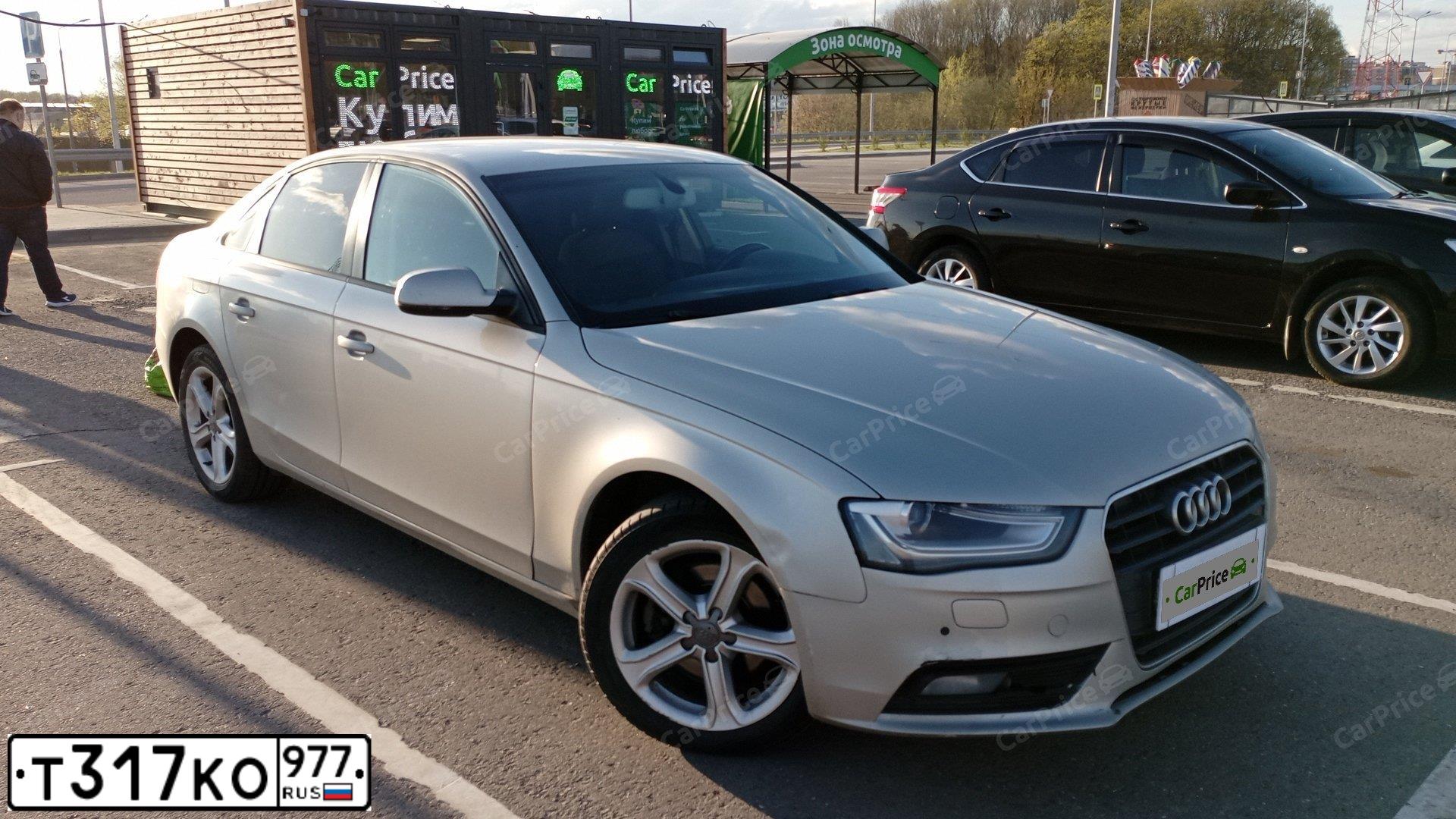 Фото автомобиля AUDI A4, 2014 — госномер Т317КО977. Цвет: СЕРО-ЗОЛОТИСТЫЙ