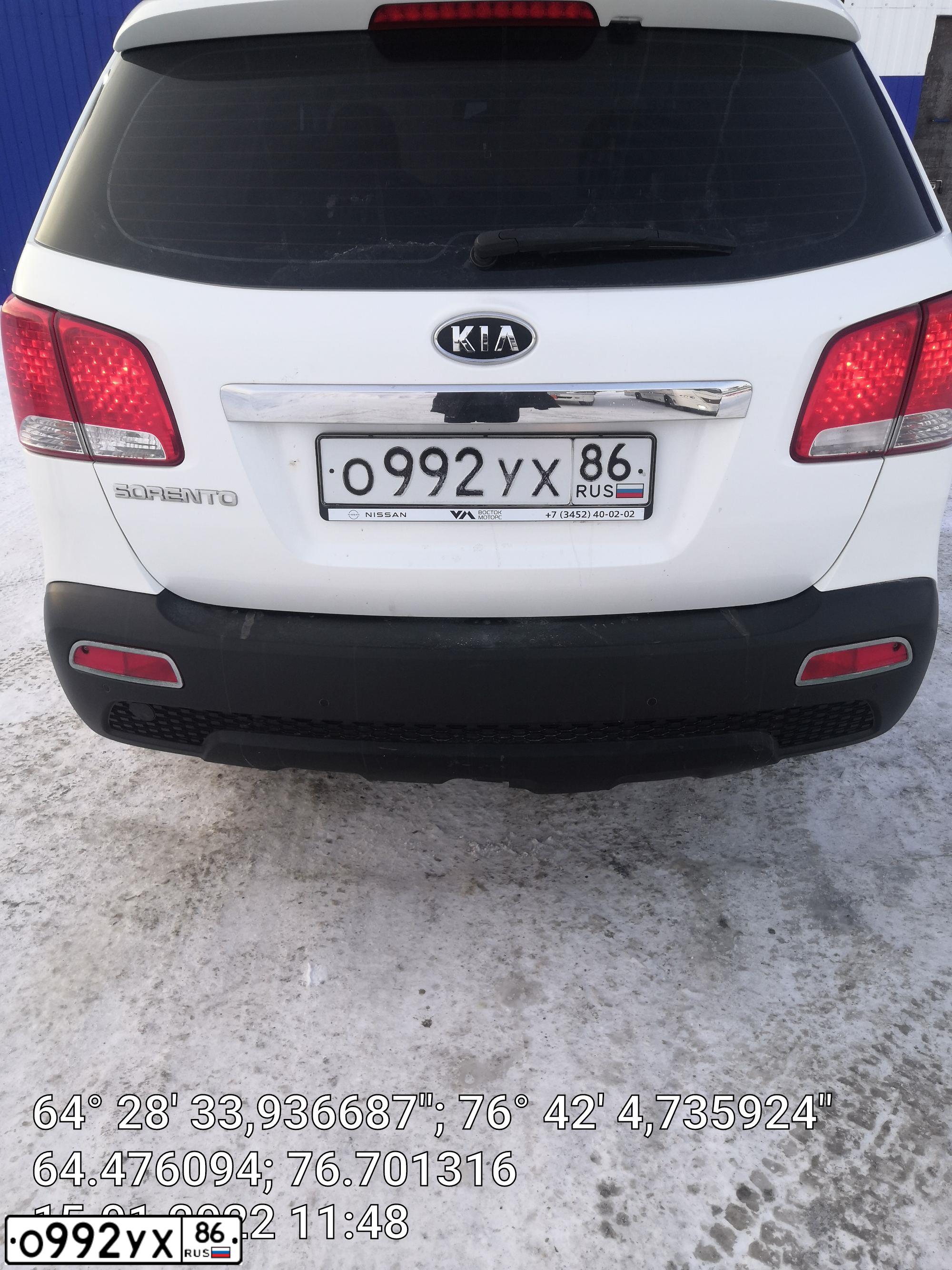 Фото автомобиля KIA SORENTO, 2011 — госномер А512ТМ172