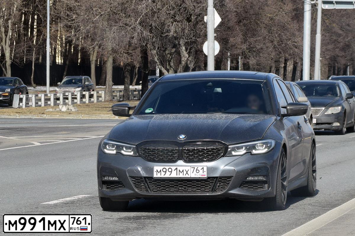Фото автомобиля BMW 330I, 2019 — госномер Т513РВ761. Цвет: СЕРЫЙ