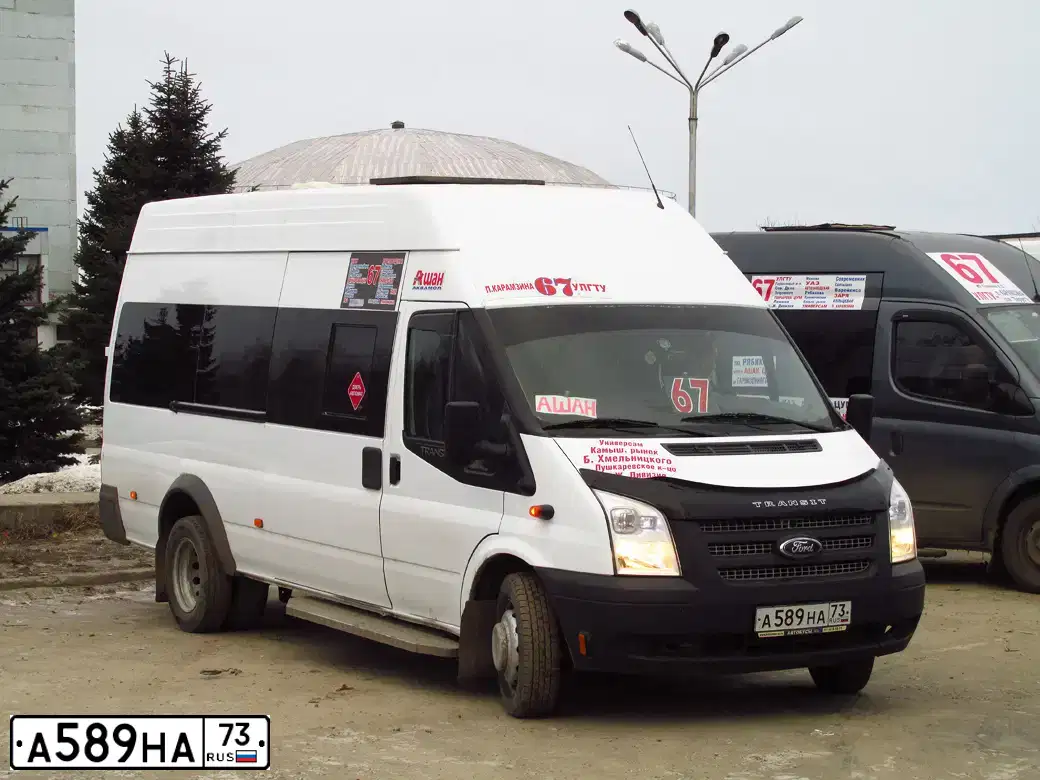Фото автомобиля FORD TRANSIT, 2012 — госномер А589НА73. Цвет: Белый