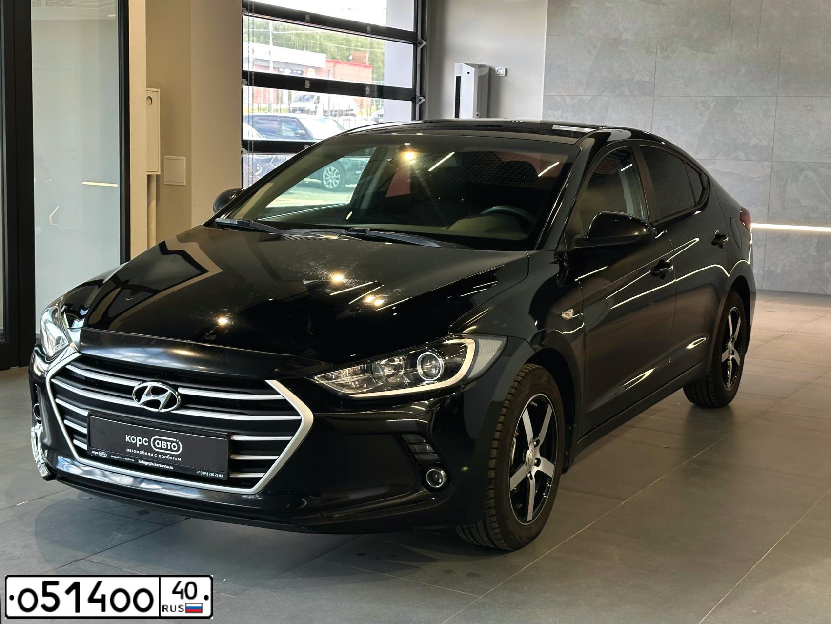 Фото автомобиля HYUNDAI ELANTRA, 2017 — госномер О514ОО40. Цвет: ЧЕРНЫЙ