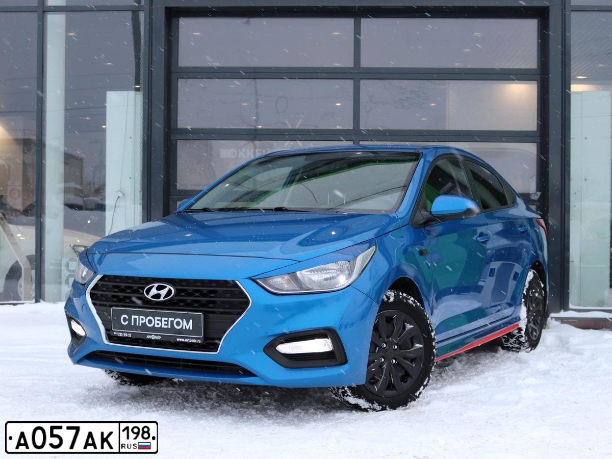 Фото автомобиля HYUNDAI SOLARIS, 2017 — госномер М067ОК126. Цвет: синий