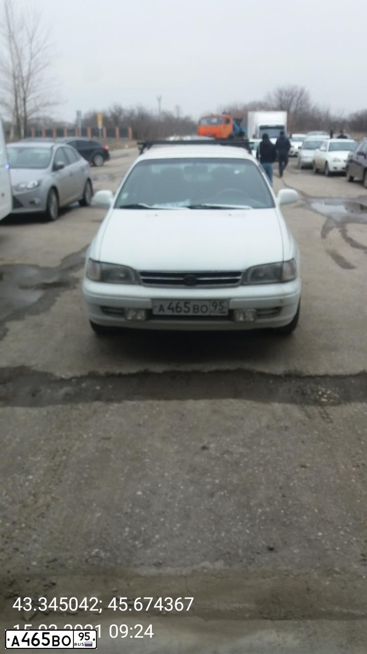 Фото автомобиля TOYOTA CARINA, 1993 — госномер А465ВО95. Цвет: БЕЛЫЙ