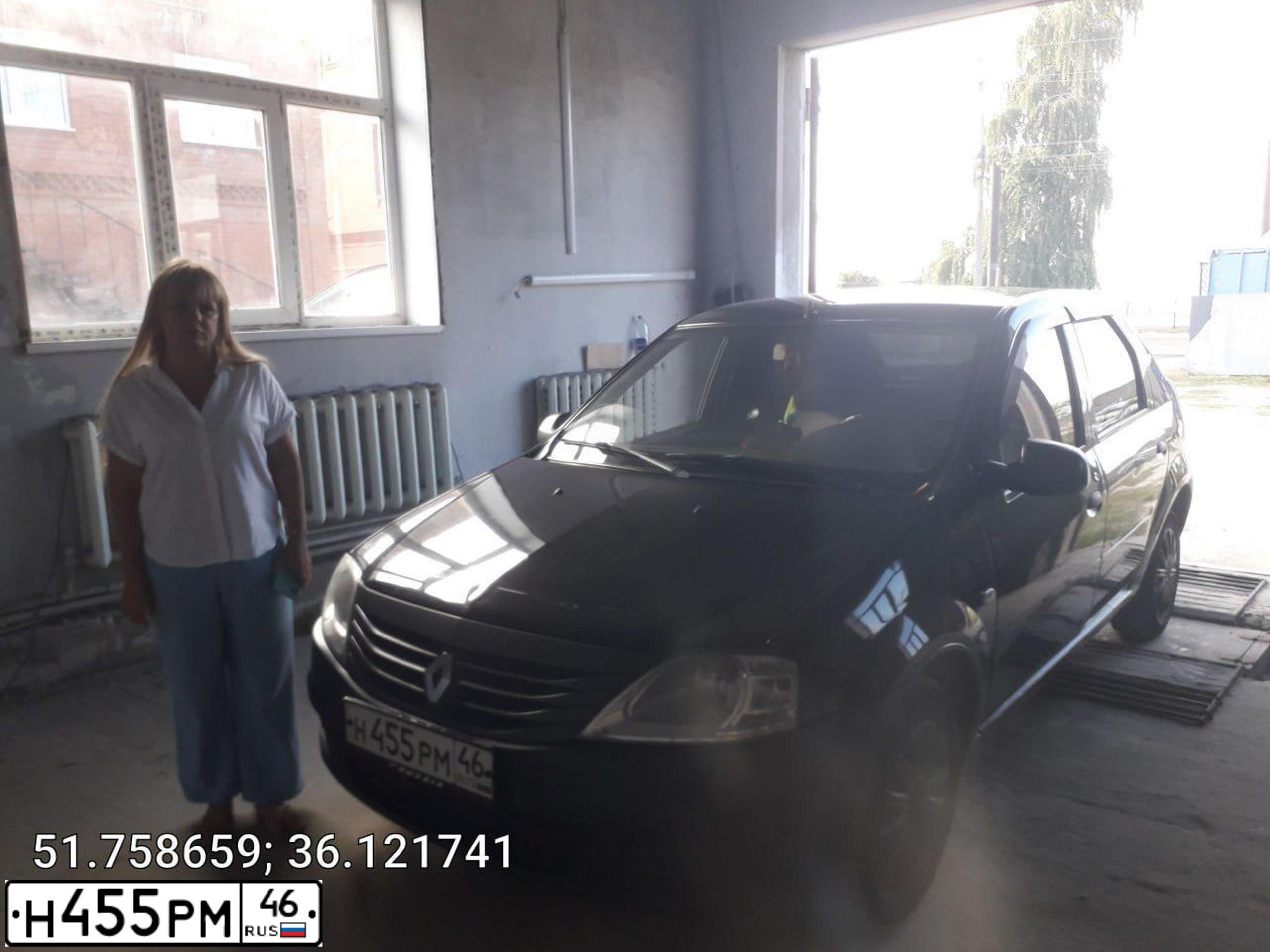 Фото автомобиля RENAULT LOGAN, 2011 — госномер Н455РМ46. Цвет: ЧЕРНЫЙ