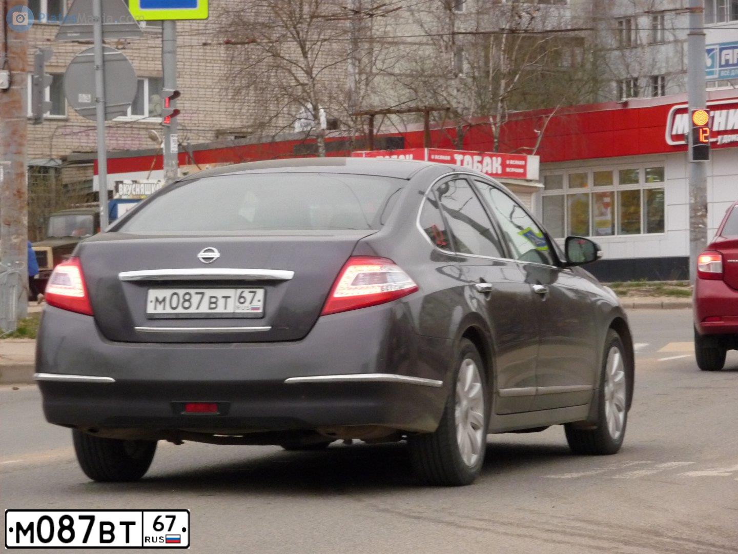 Фото автомобиля NISSAN TEANA, 2010 — госномер У620НХ67. Цвет: СЕРО-СИРЕНЕВЫЙ
