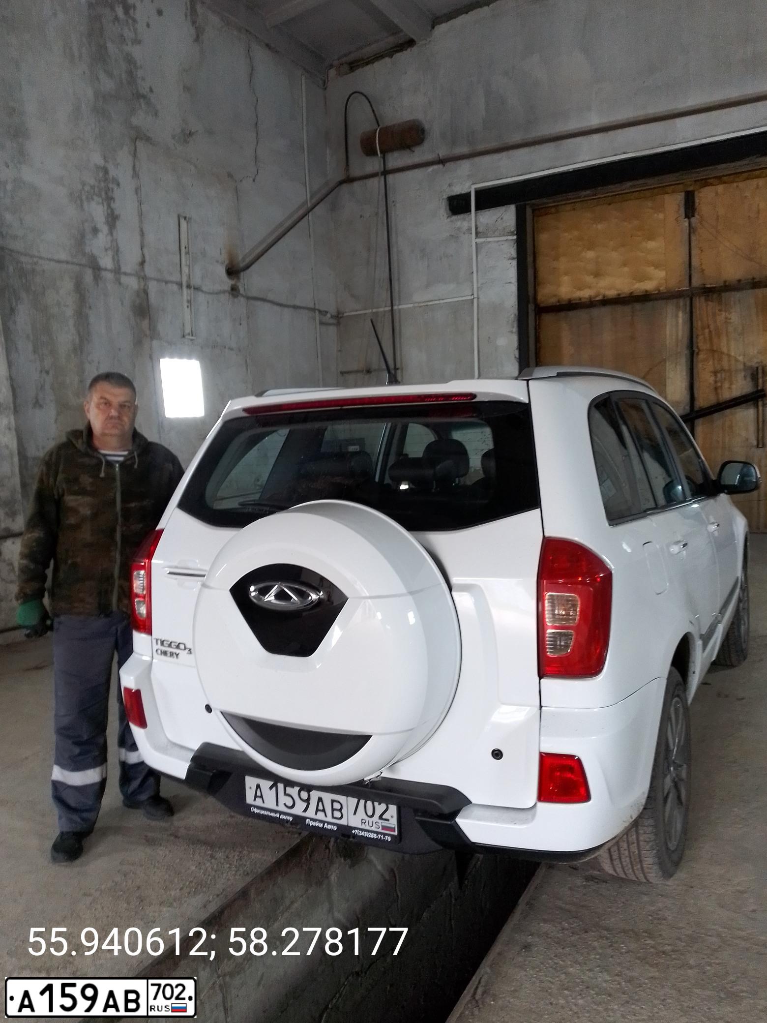 Фото автомобиля CHERY TIGGO, 2019 — госномер М399СН702. Цвет: Белый