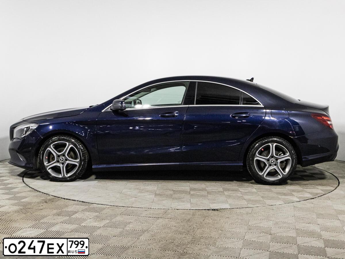 Фото автомобиля MERCEDES-BENZ CLA200, 2018 — госномер Т606ВХ198. Цвет: синий