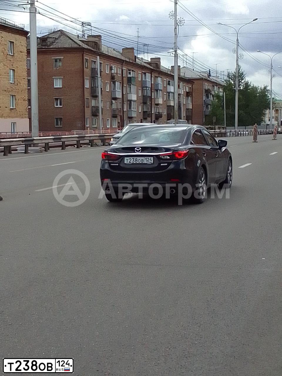 Фото автомобиля MAZDA 6, 2018 — госномер Т238ОВ124. Цвет: ЧЕРНЫЙ