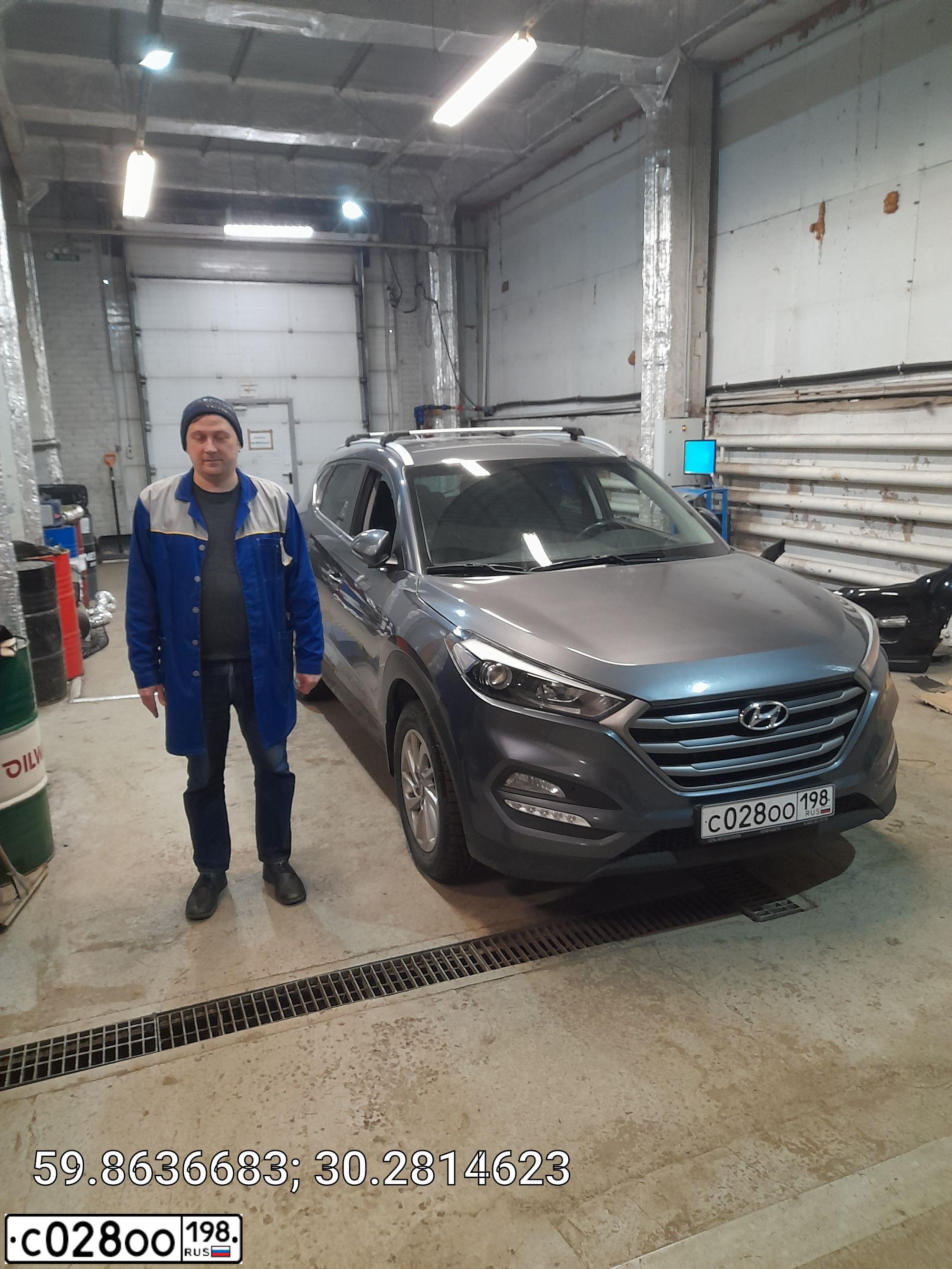Фото автомобиля HYUNDAI TUCSON, 2017 — госномер А007АТ198. Цвет: СЕРЫЙ