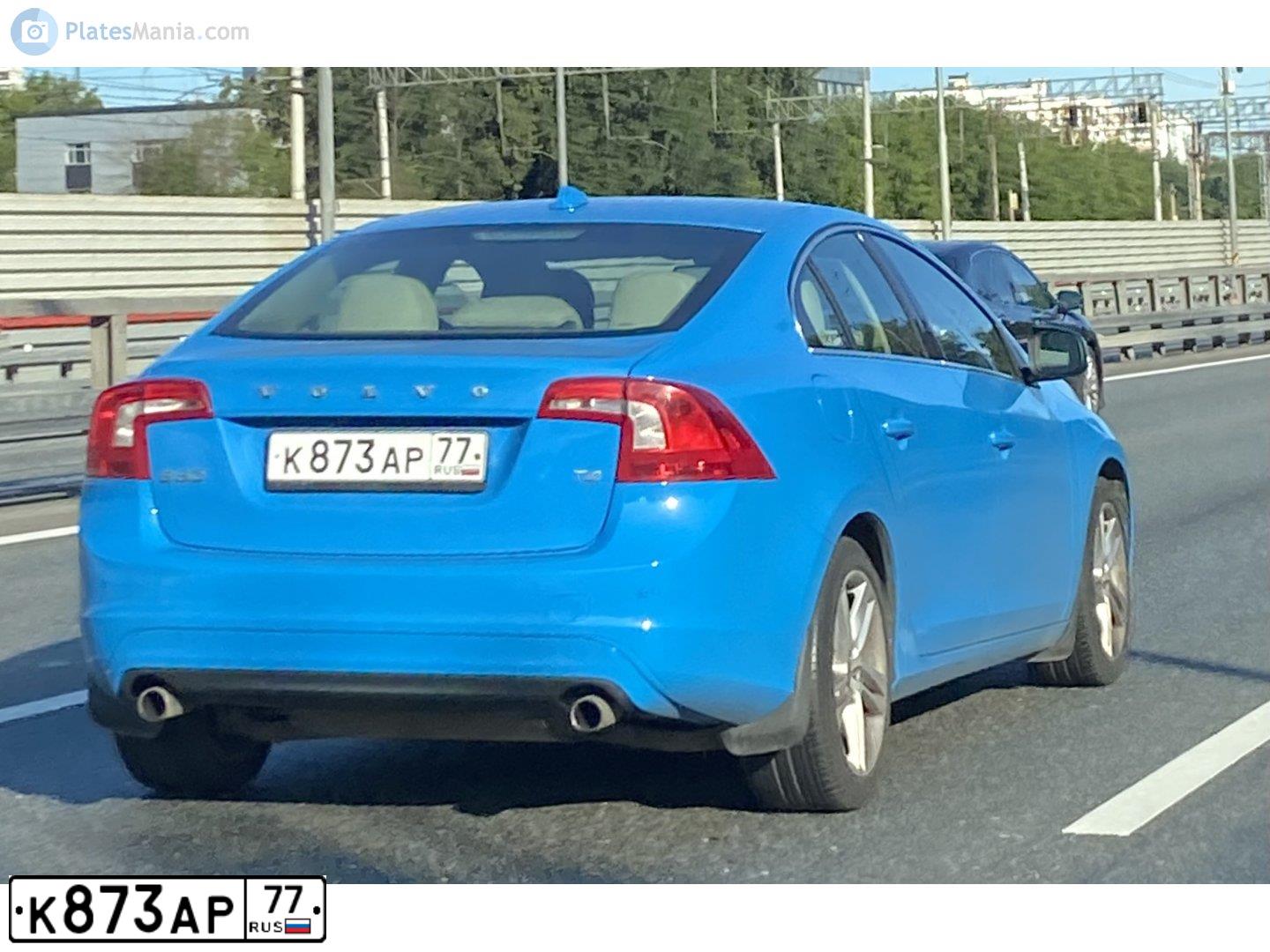 Фото автомобиля VOLVO S60, 2013 — госномер К873АР77. Цвет: СИНИЙ ЯРКИЙ