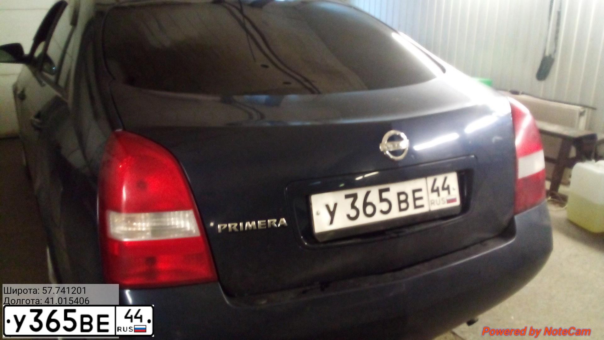 Фото автомобиля NISSAN PRIMERA, 2002 — госномер У482ЕО76. Цвет: синий
