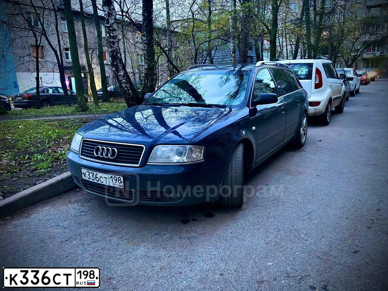 Фото автомобиля AUDI A6, 2001 — госномер К336СТ198. Цвет: Темно-синий