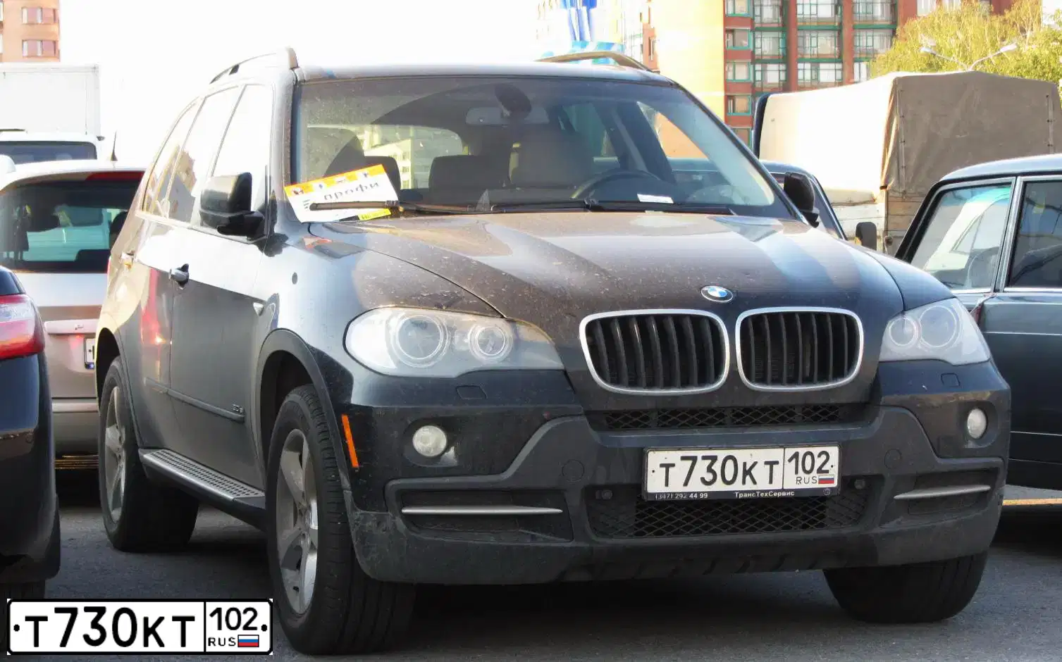 Фото автомобиля BMW X5, 2008 — госномер Т730КТ102. Цвет: ЧЕРНЫЙ
