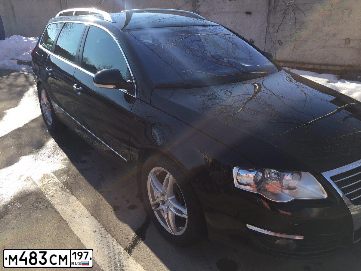 Фото автомобиля VOLKSWAGEN PASSAT, 2008 — госномер М483СМ197. Цвет: ЧЕРНЫЙ